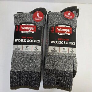 6PK Wrangler Men's Wool Blend Socks Full-Cushion Dark Military Green Size 6-12